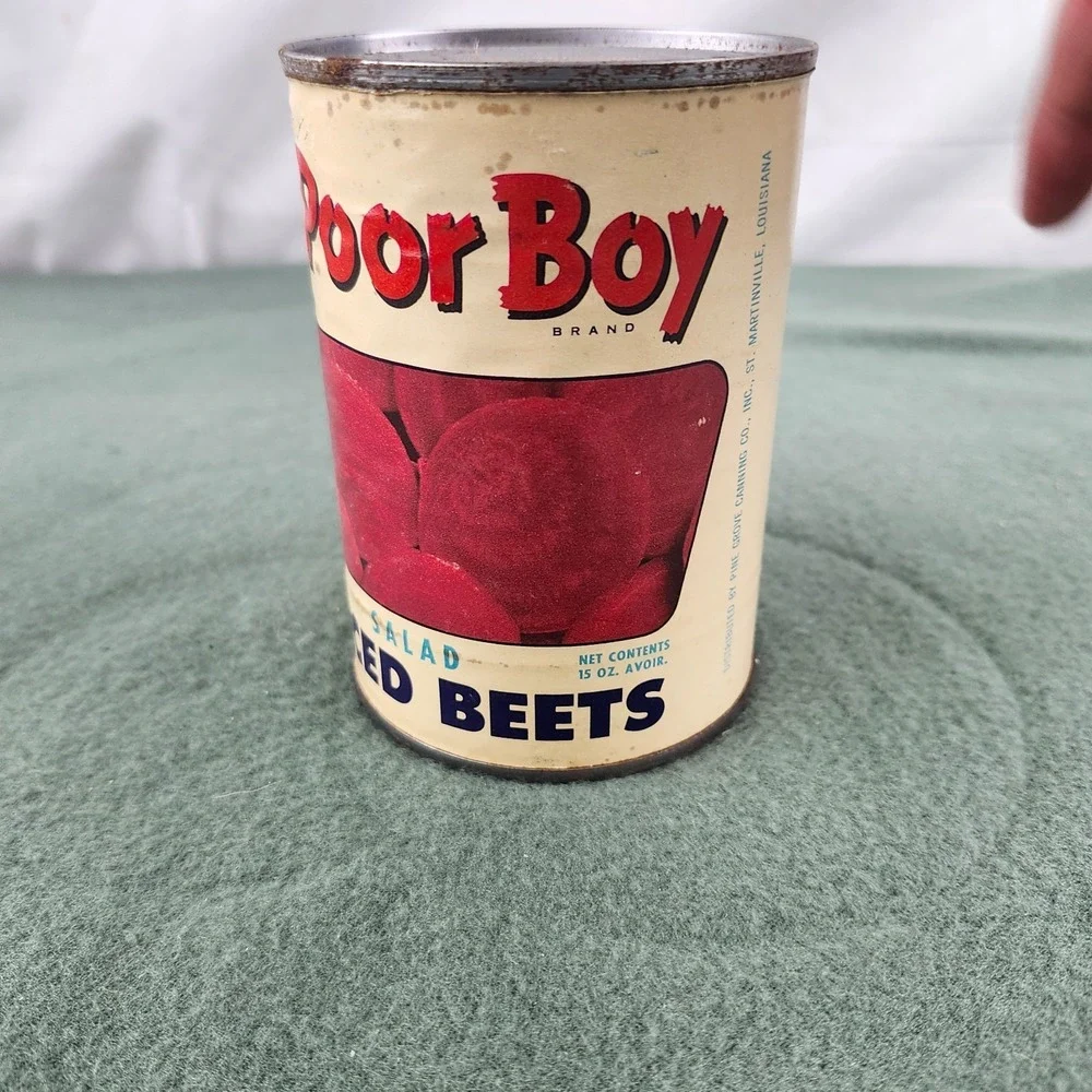 VTG Advertising Poor Boy Salad Sliced Beets Tin Can Paper Label Country Store